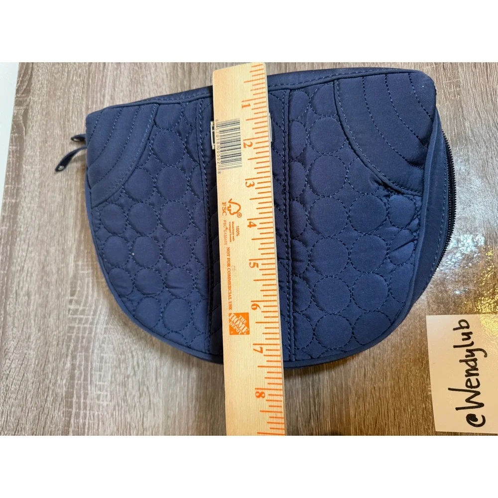 Vera Bradley Cosmetic Bag Quilted Navy Blue Travel Pouch One Size